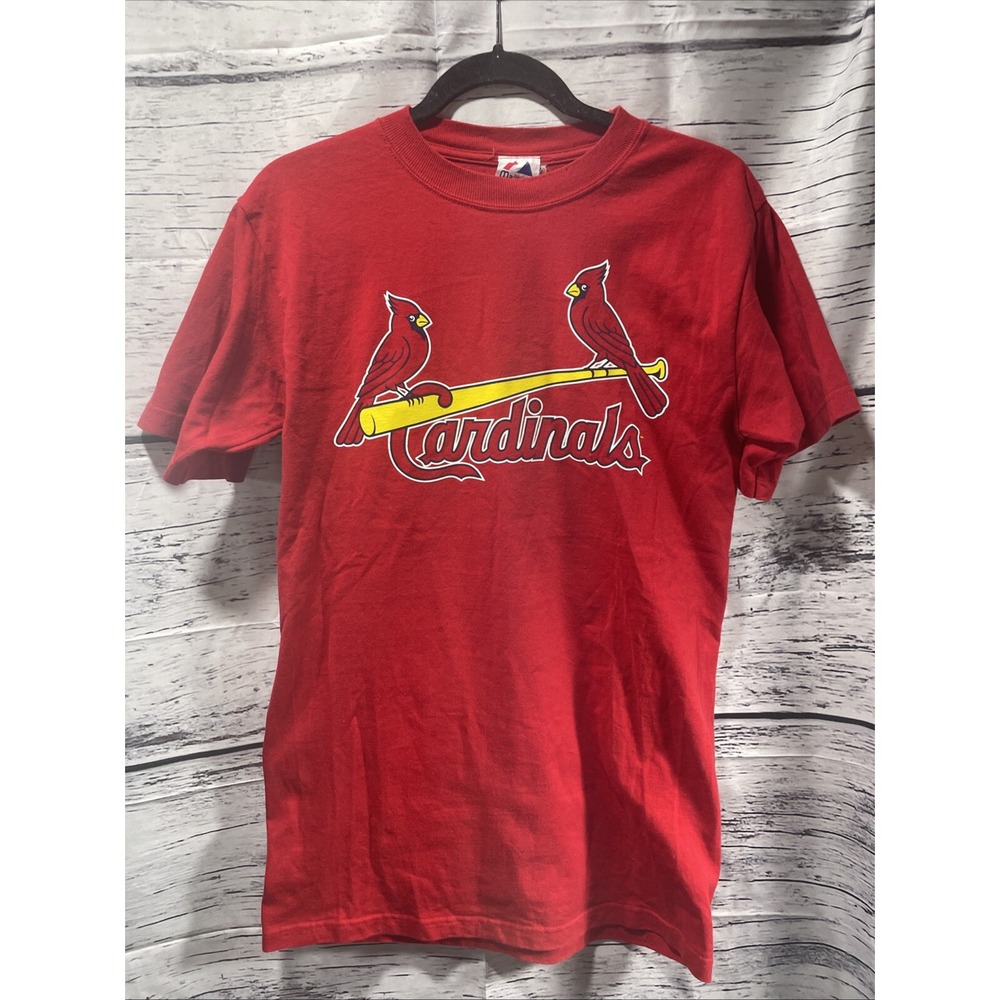 St Louis Cardinals Shirt David Eckstein Majestic Vintage Short Sleeve Men Medium